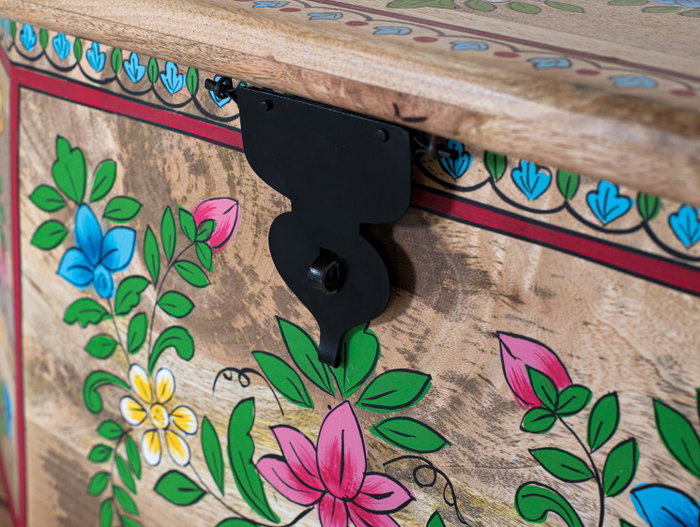 GINER Y COLOMER Baúl de madera de mango pintado a mano Multicolor